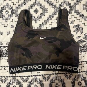 Nike Camo Sports Bra — Olive, Black, Brown